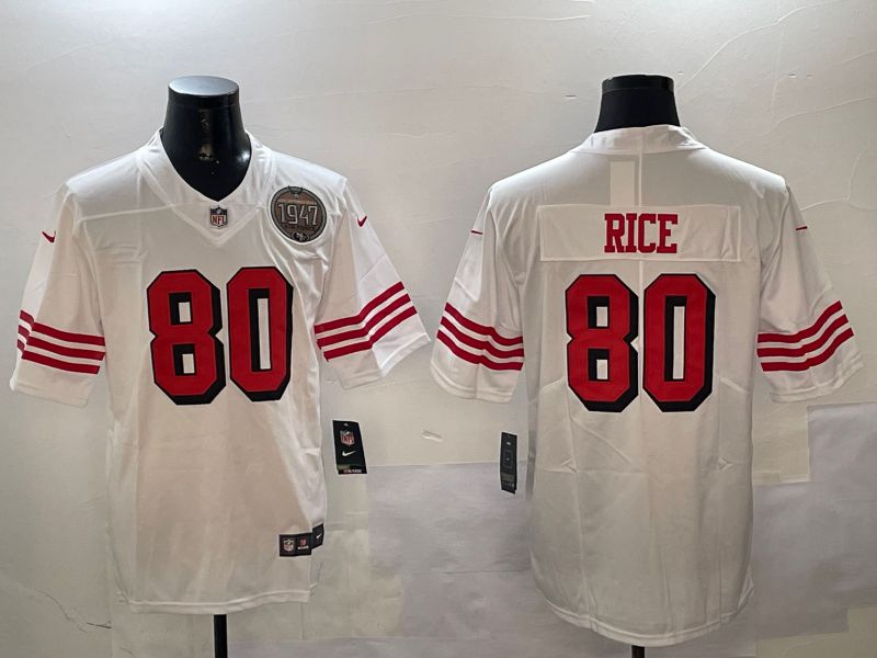 Men San Francisco 49ers 80 Rice White Throwback 2024 Nike Limited NFL Jersey style 01041